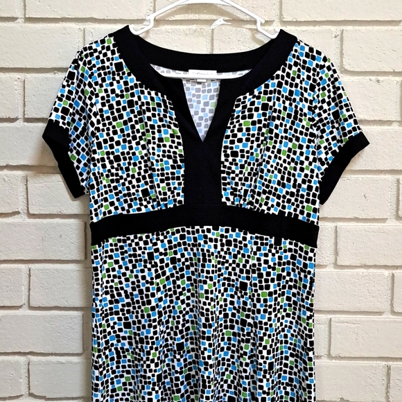 Charter Club Vibrant V-Neck High Waisted Midi Dress. Size 14 Petite - Picture 2 of 6